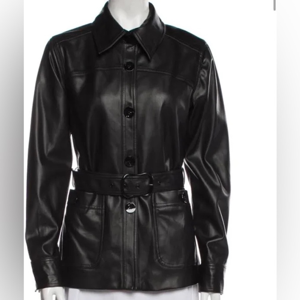 Jonathan simkhai black leather shirt/jacket. BELT NOT INCLUDED. Size 4.